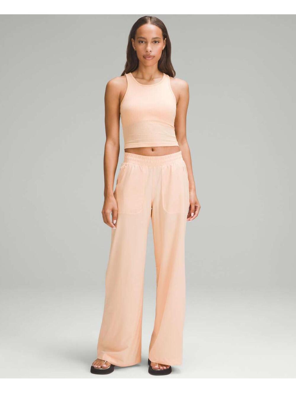 EUC Lululemon Swift Mid-Rise Wide-Leg Pant Peach Bellini Size 6